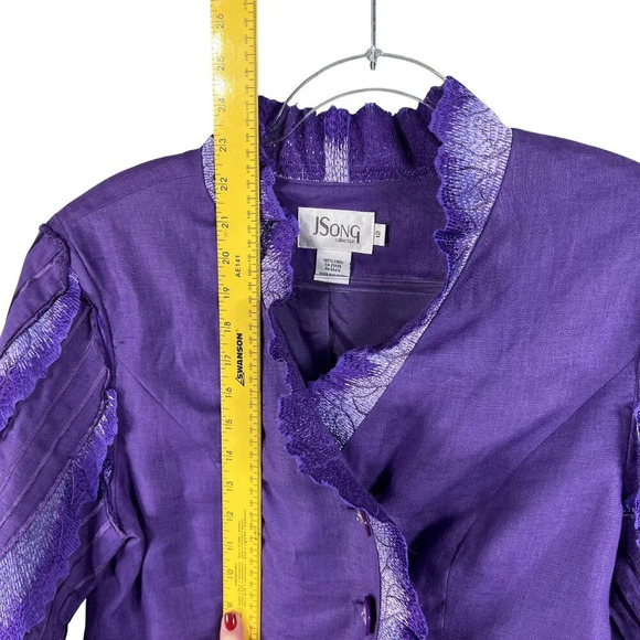 JSong Womens 12 Purple Linen Jacket/Top Skirt Set Angel Wings Design Fairy Goth - Picture 11 of 16